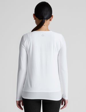 white long sleeve nursing top.