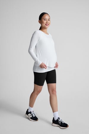 white long sleeve nursing top.