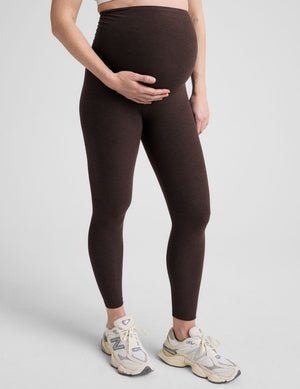 brown midi length maternity leggings.