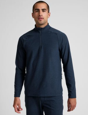 blue men's quarter zip pullover.
